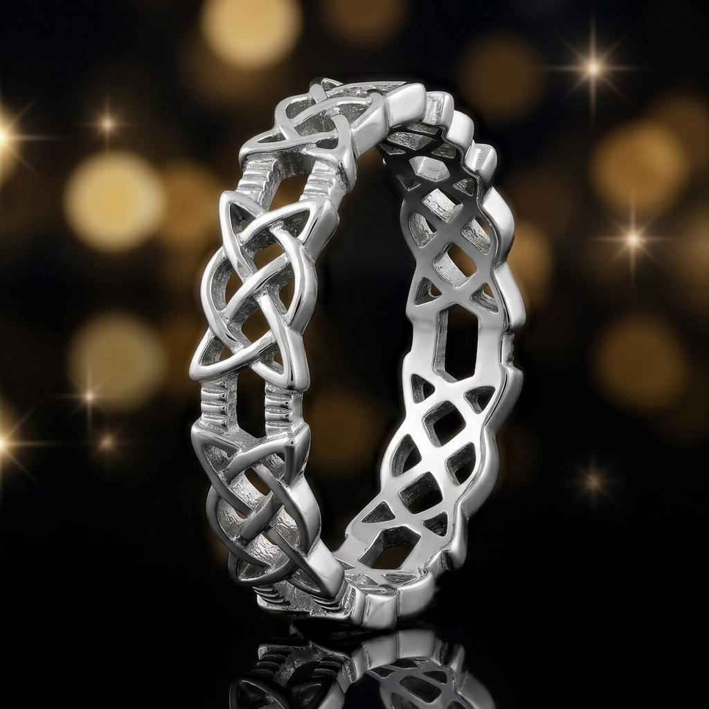 Sterling Silver 4.7mm Celtic Knot Eternity Band Ring for Women life4