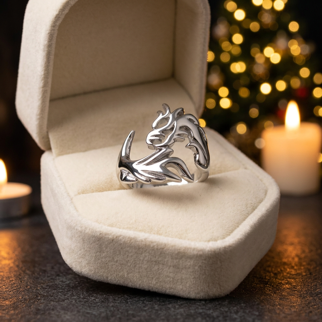 Sterling Silver 3.3mm Tribal Dragon Openwork Statement Ring for Women life3
