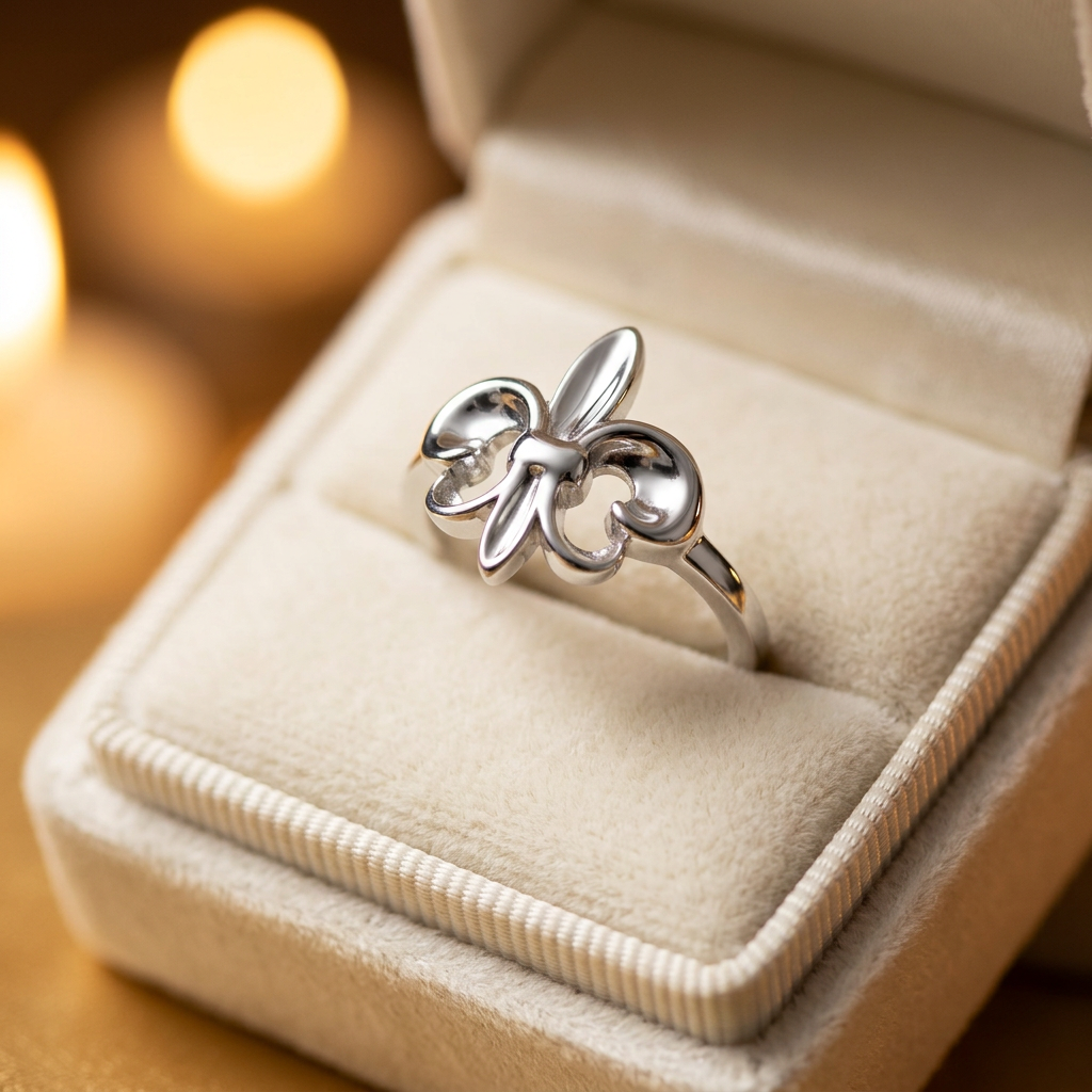 Sterling Silver 15mm Polished Fleur de Lis Ring on Slim 2mm Band for Women life3