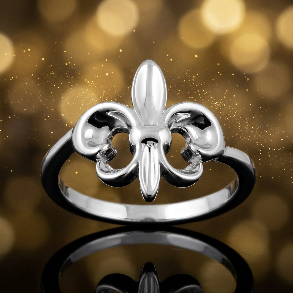 Sterling Silver 15mm Polished Fleur de Lis Ring on Slim 2mm Band for Women life4