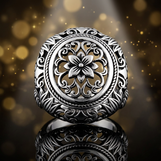 Sterling Silver Bali Filigree Flower Dome Bold Statement Ring for Women life4