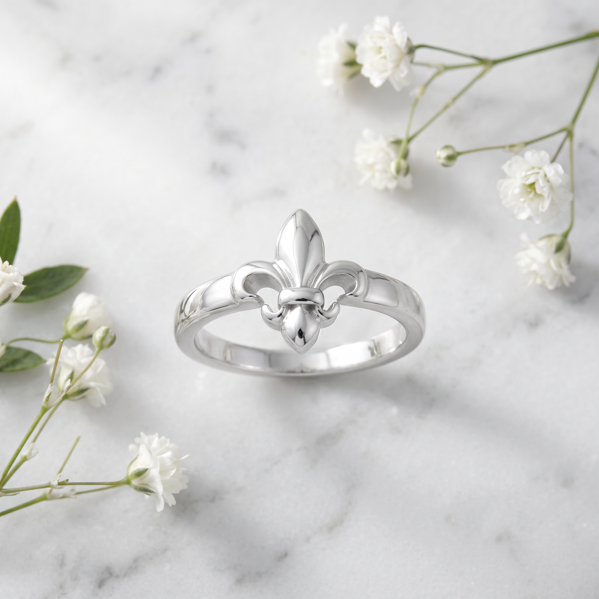 Sterling Silver 2.7mm Fleur de Lis Statement Ring for Women life1