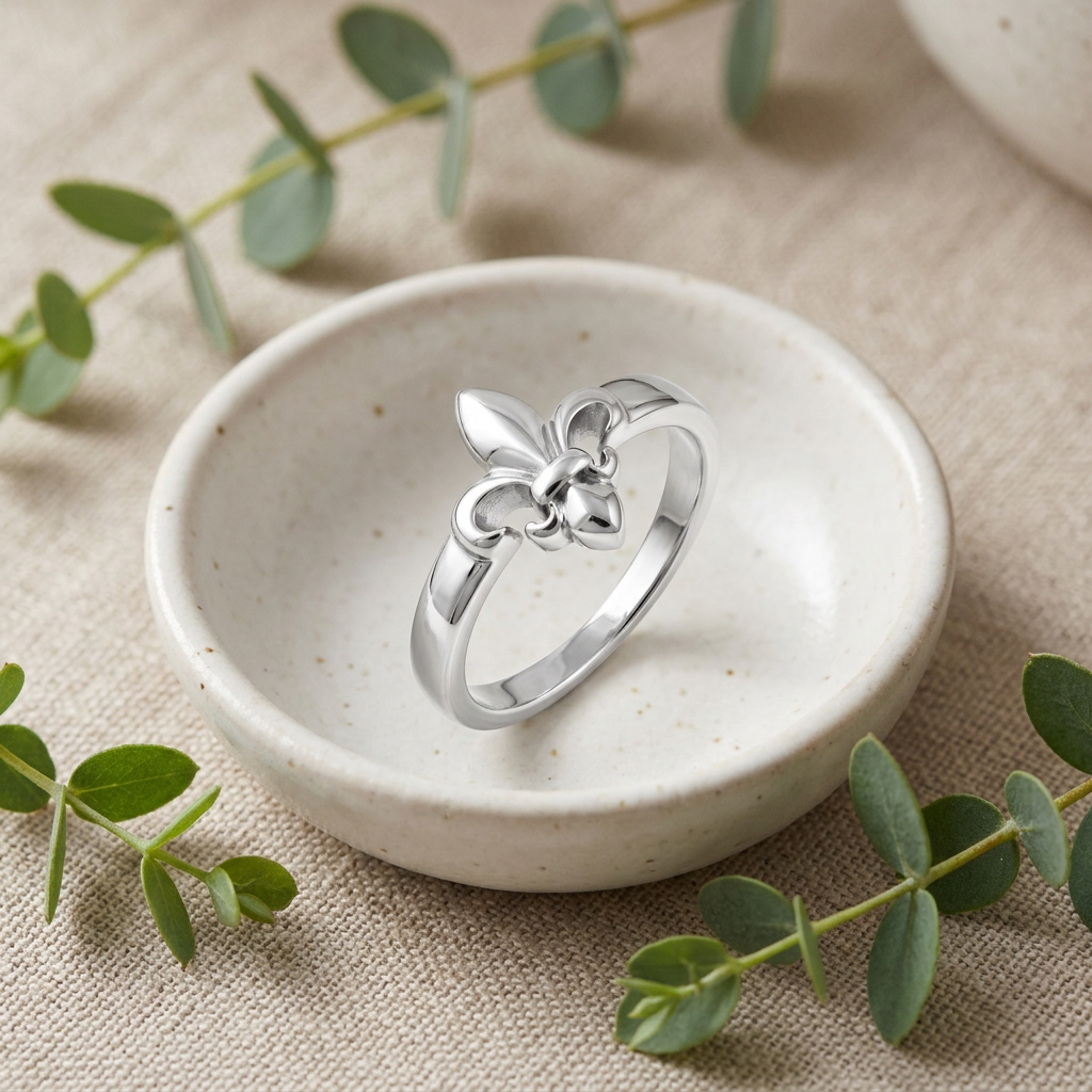 Sterling Silver 2.7mm Fleur de Lis Statement Ring for Women life2