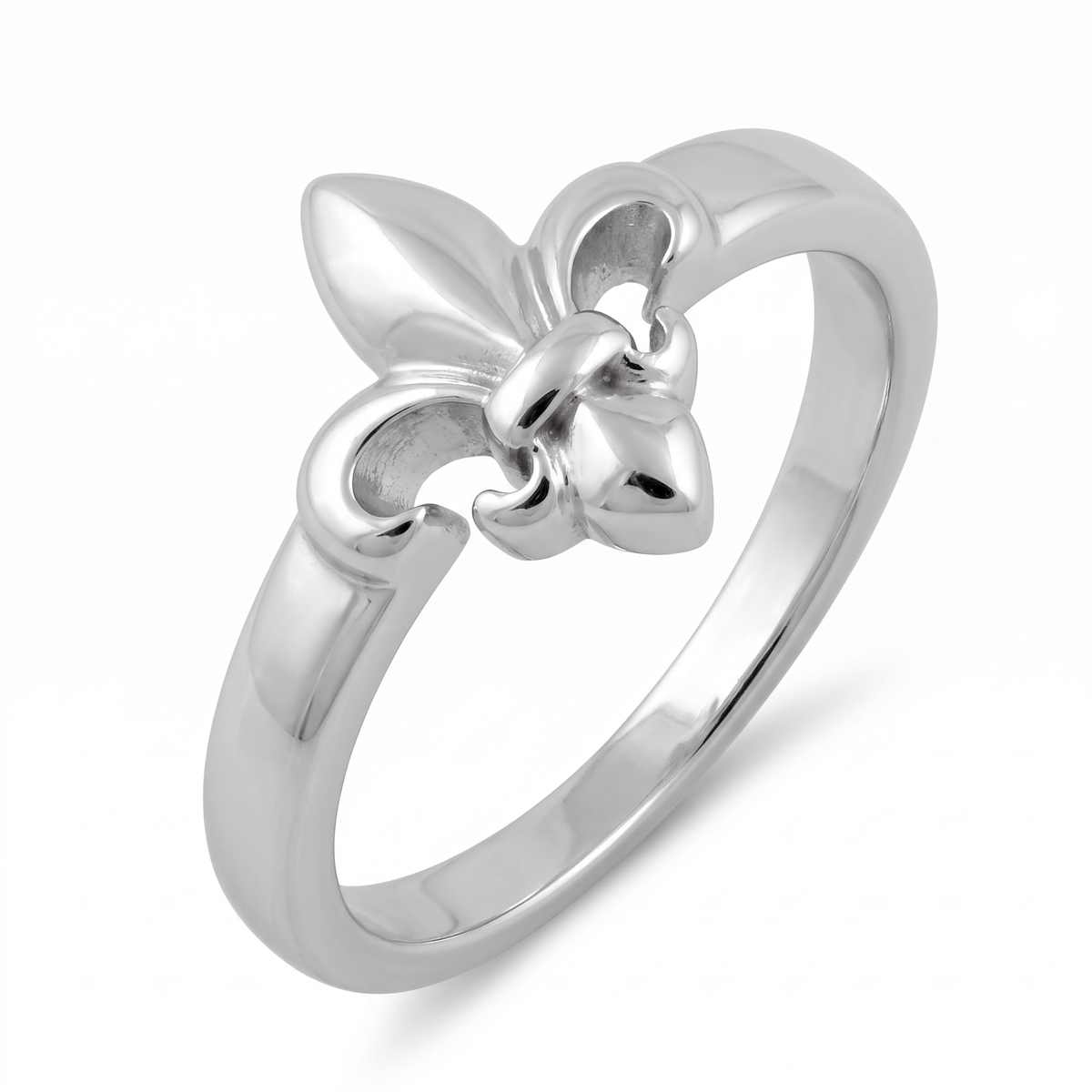 Sterling Silver 2.7mm Fleur de Lis Statement Ring for Women