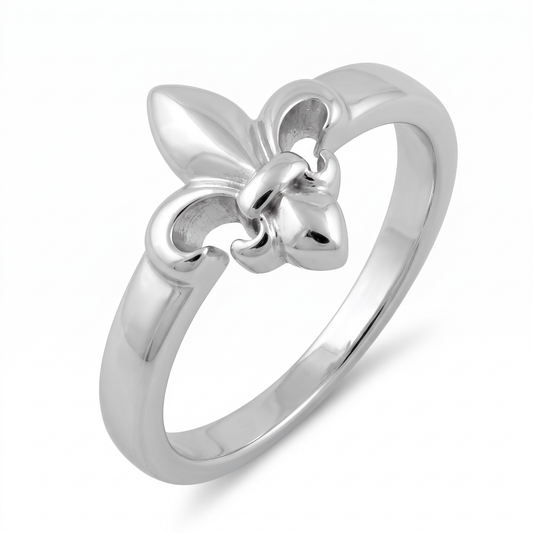 Sterling Silver 2.7mm Fleur de Lis Statement Ring for Women