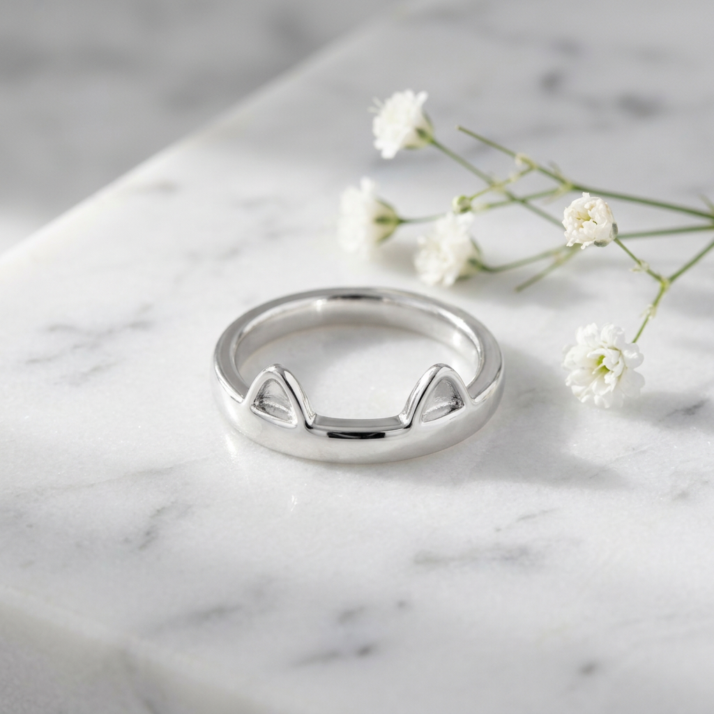 Sterling Silver Cat Ears Band Stacking Ring for Women life1