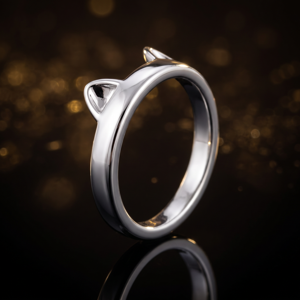 Sterling Silver Cat Ears Band Stacking Ring for Women life4