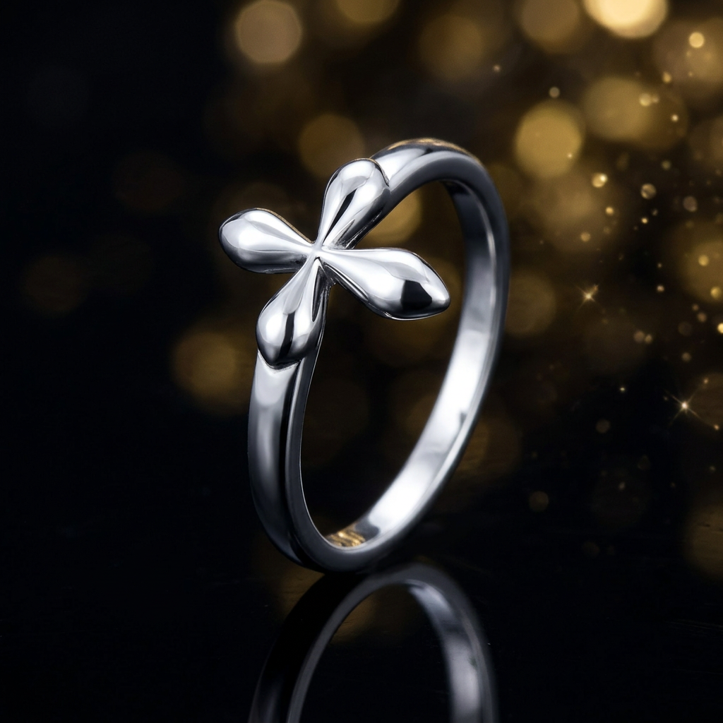 Sterling Silver 2.1mm Polished Teardrop Cross Faith Ring for Women life4