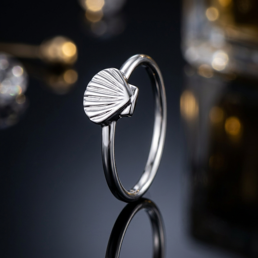 Sterling Silver Scallop Seashell Beach Stacking Ring for Women life4