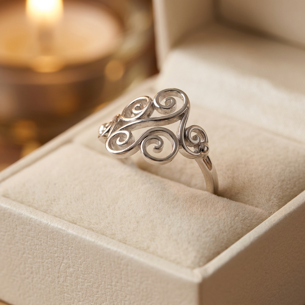 Sterling Silver Curly Swirl Filigree Ring for Women life3