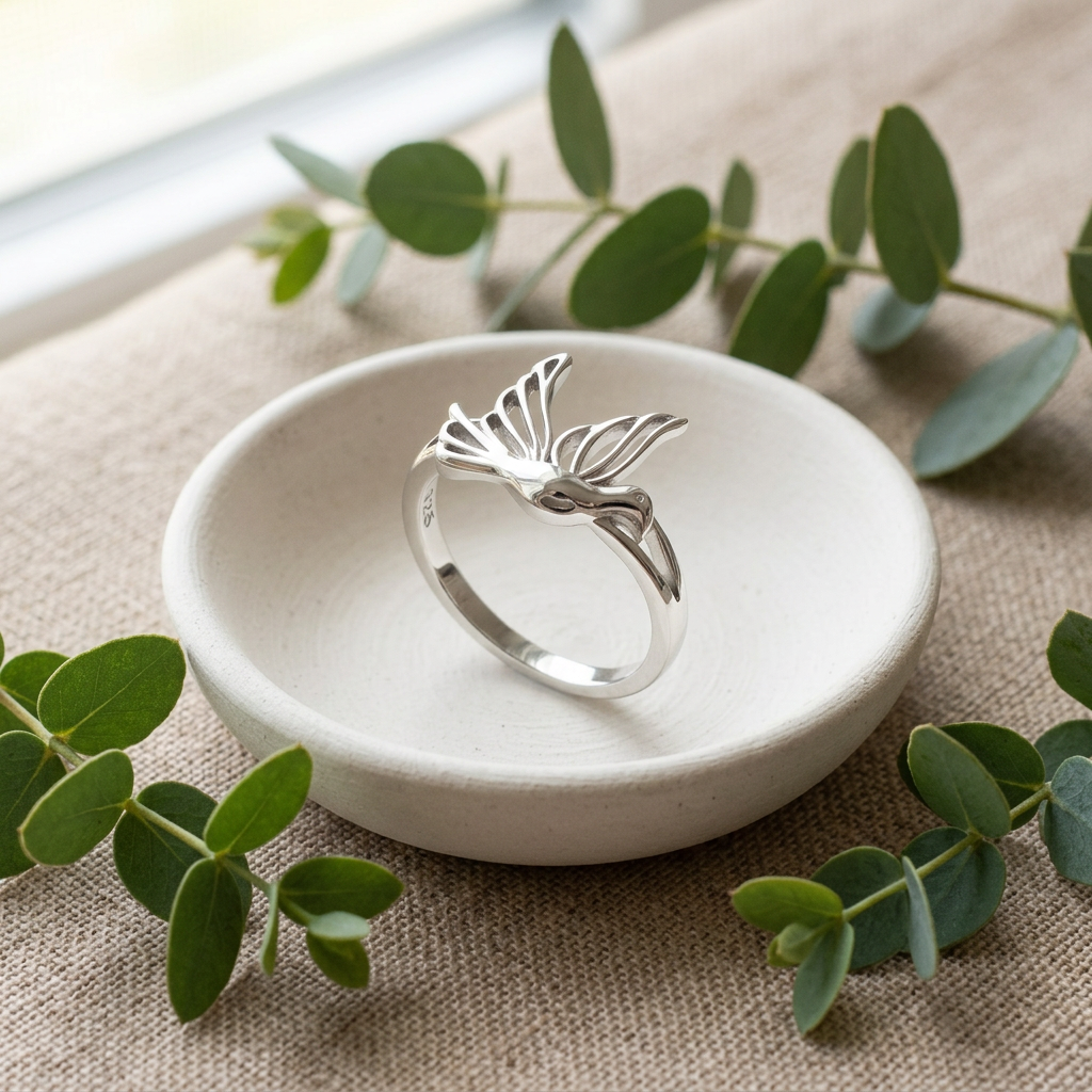 Sterling Silver 2.6mm Flying Dove Open Wing Peace Ring for Women life2