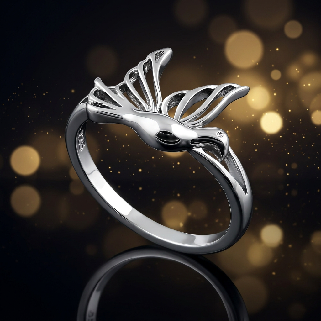 Sterling Silver 2.6mm Flying Dove Open Wing Peace Ring for Women life4