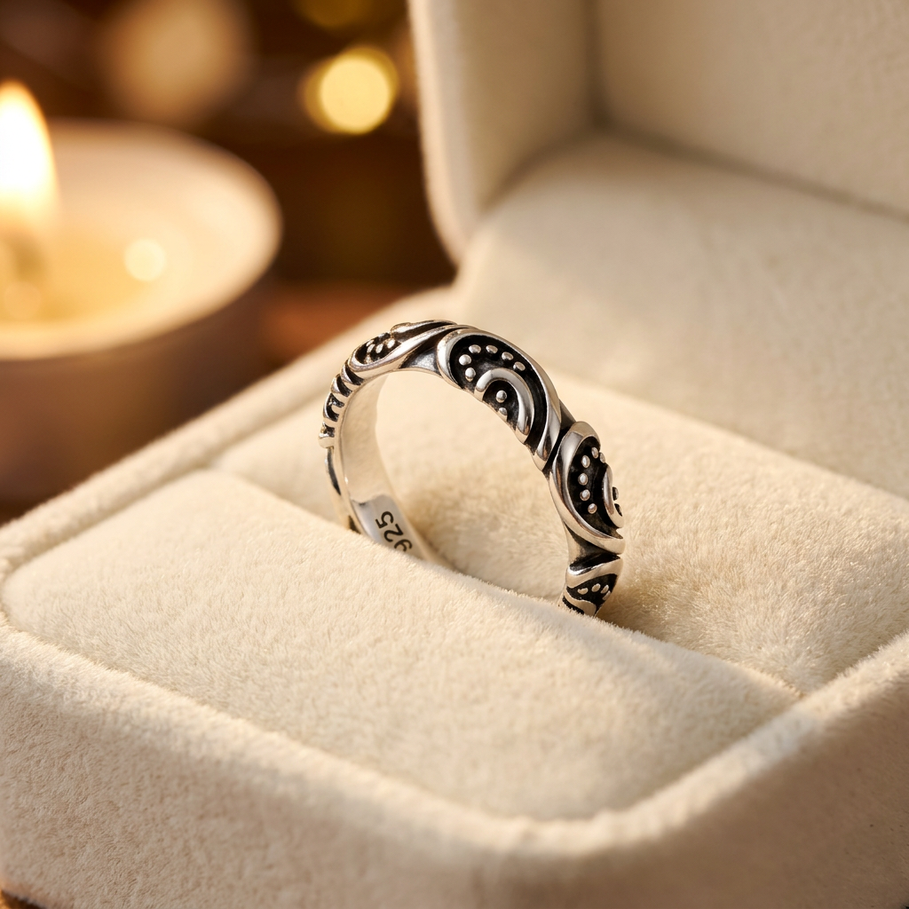 Sterling Silver 3.5mm Bali Swirl Eternity Band Ring for Women life3