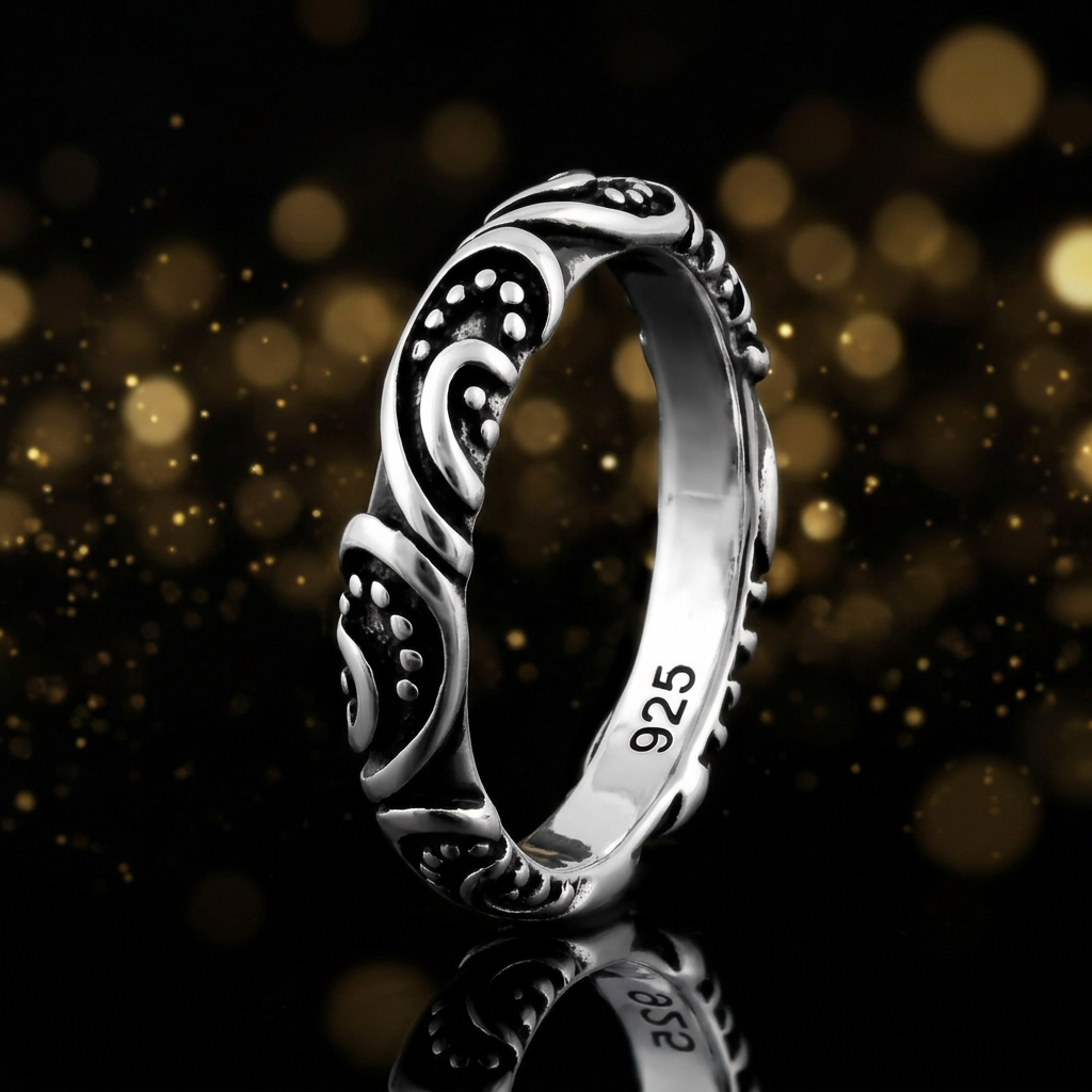 Sterling Silver 3.5mm Bali Swirl Eternity Band Ring for Women life4