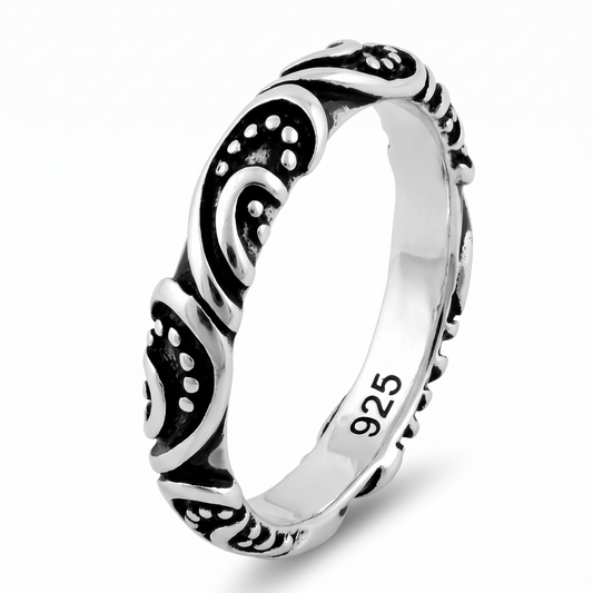 Sterling Silver 3.5mm Bali Swirl Eternity Band Ring for Women