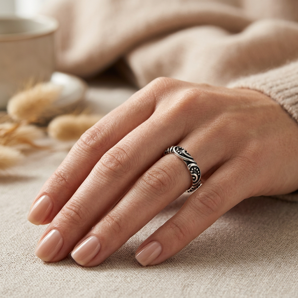 Sterling Silver 3.5mm Bali Swirl Eternity Band Ring for Women model