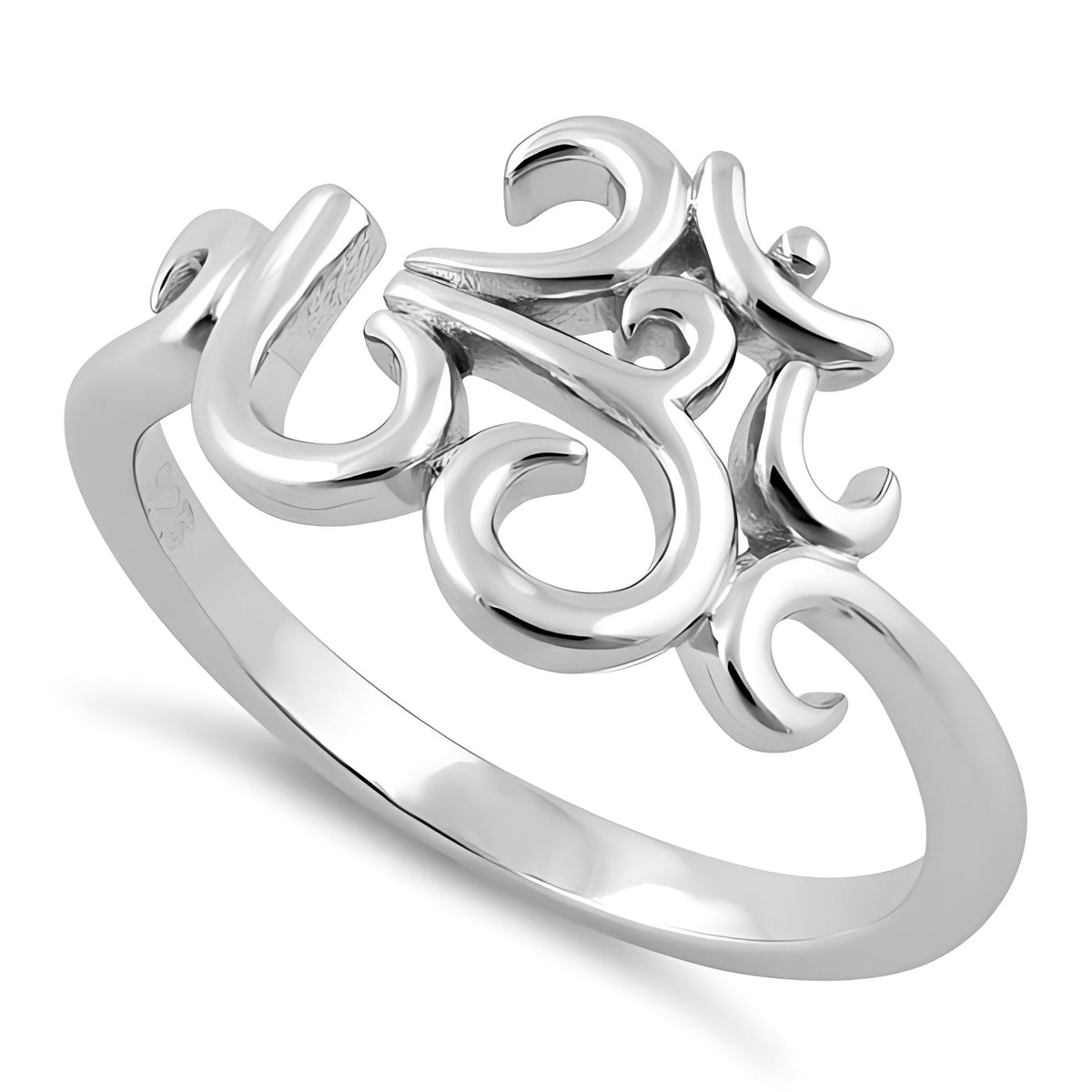 Sterling Silver 2.1mm Om Aum Symbol Yoga Meditation Ring for Women