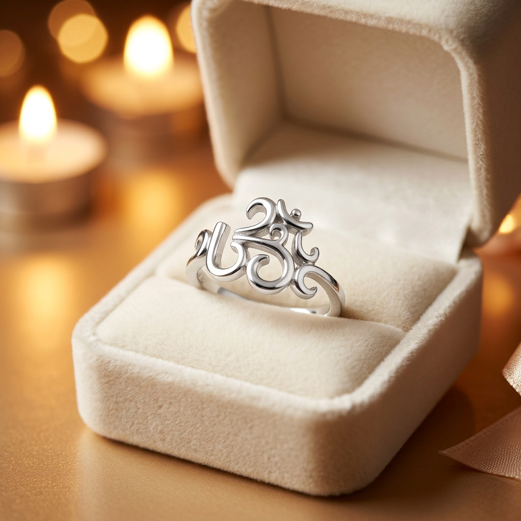 Sterling Silver 2.1mm Om Aum Symbol Yoga Meditation Ring for Women life3