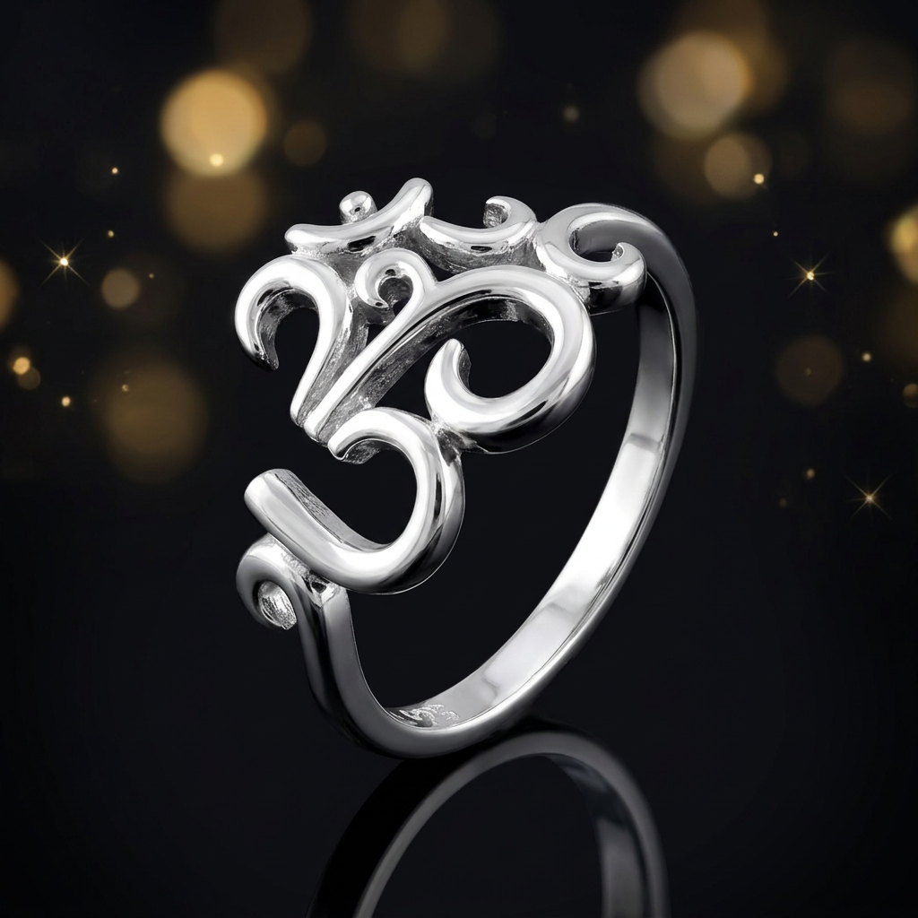 Sterling Silver 2.1mm Om Aum Symbol Yoga Meditation Ring for Women life4