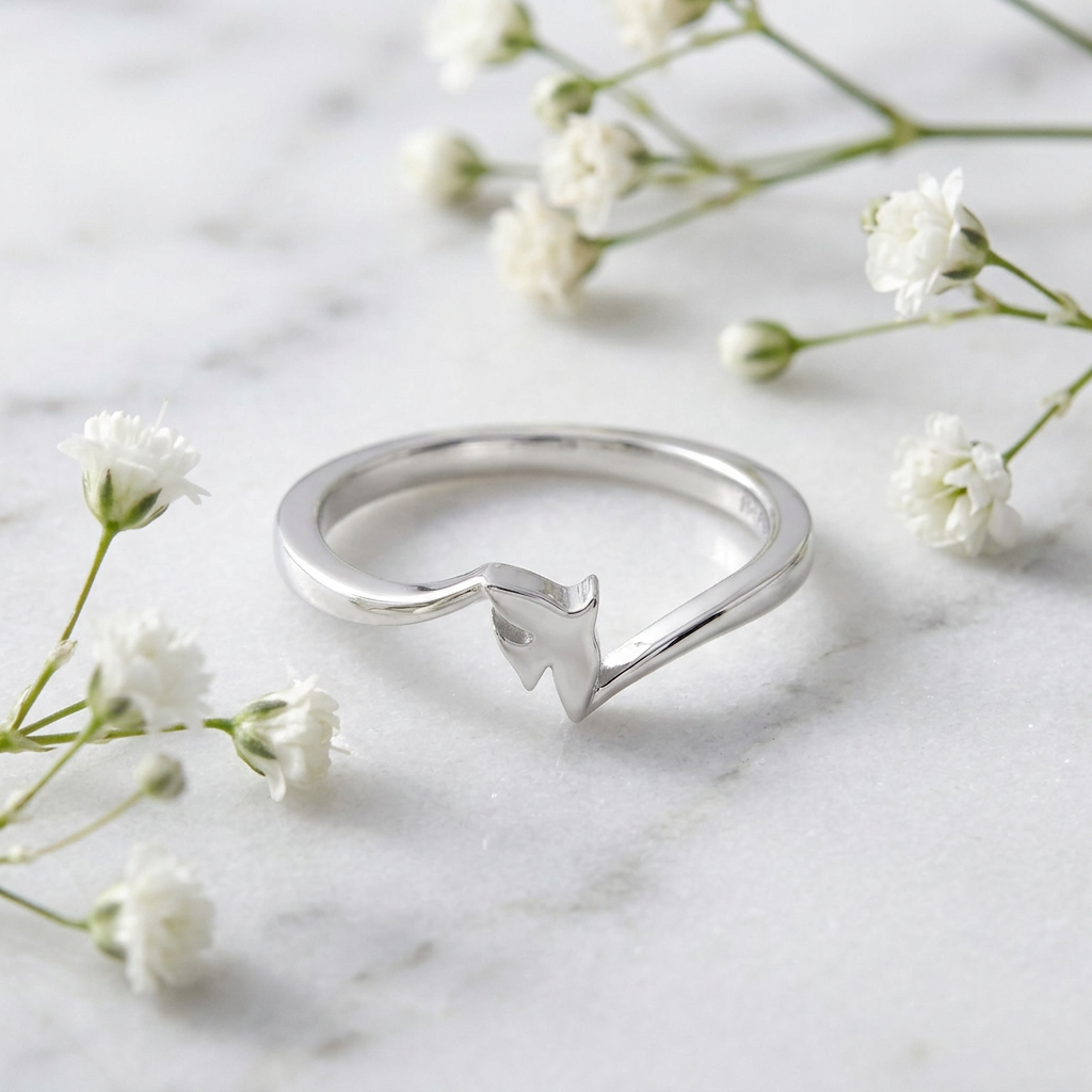 Sterling Silver 1.7mm Tiny Dove Bird Wave Band Peace Ring for Women life1