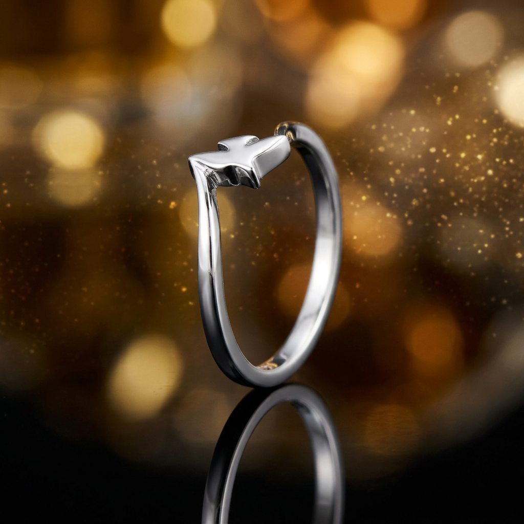 Sterling Silver 1.7mm Tiny Dove Bird Wave Band Peace Ring for Women life4