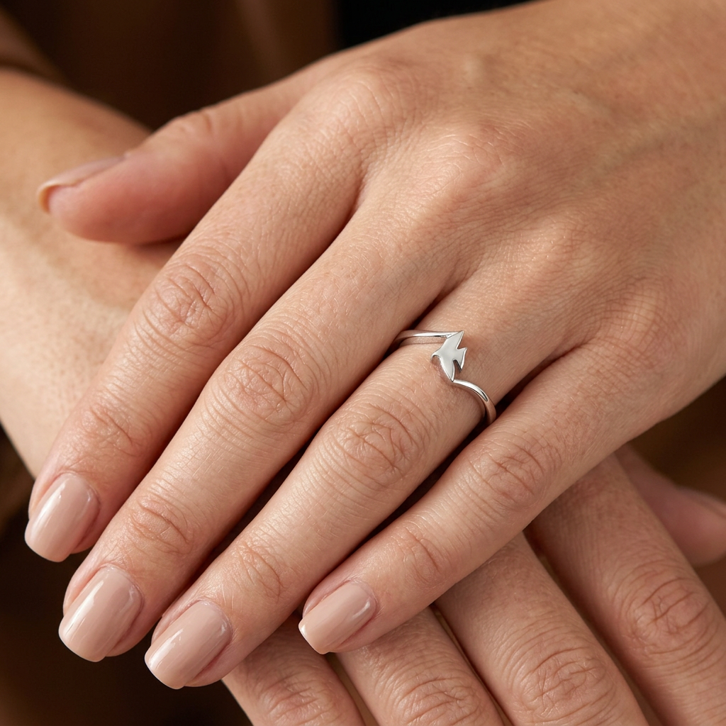 Sterling Silver 1.7mm Tiny Dove Bird Wave Band Peace Ring for Women model