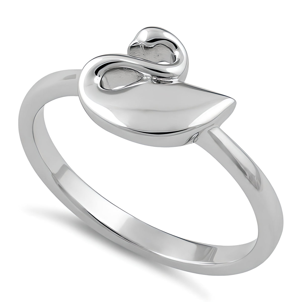 Sterling Silver 2.1mm Polished Swan Silhouette Ring for Women