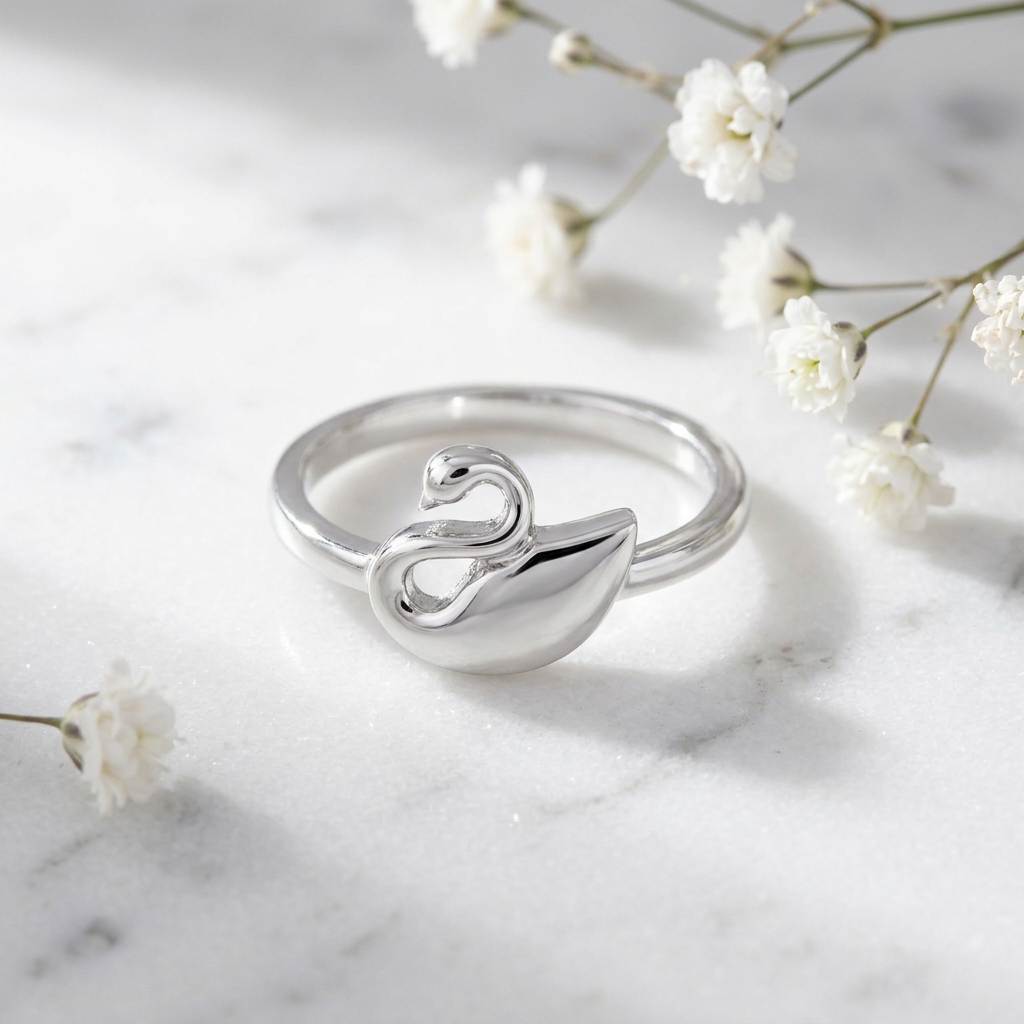 Sterling Silver 2.1mm Polished Swan Silhouette Ring for Women life1