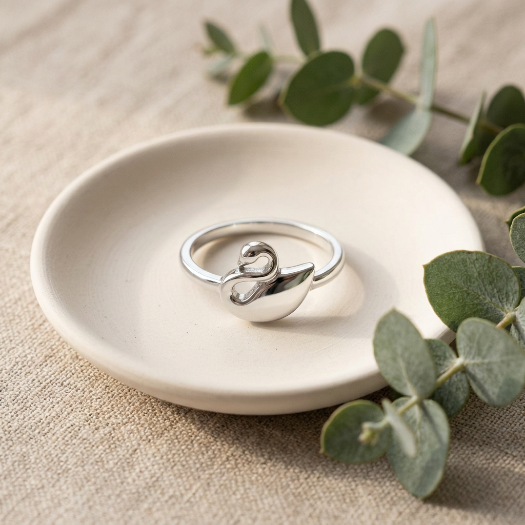 Sterling Silver 2.1mm Polished Swan Silhouette Ring for Women life2
