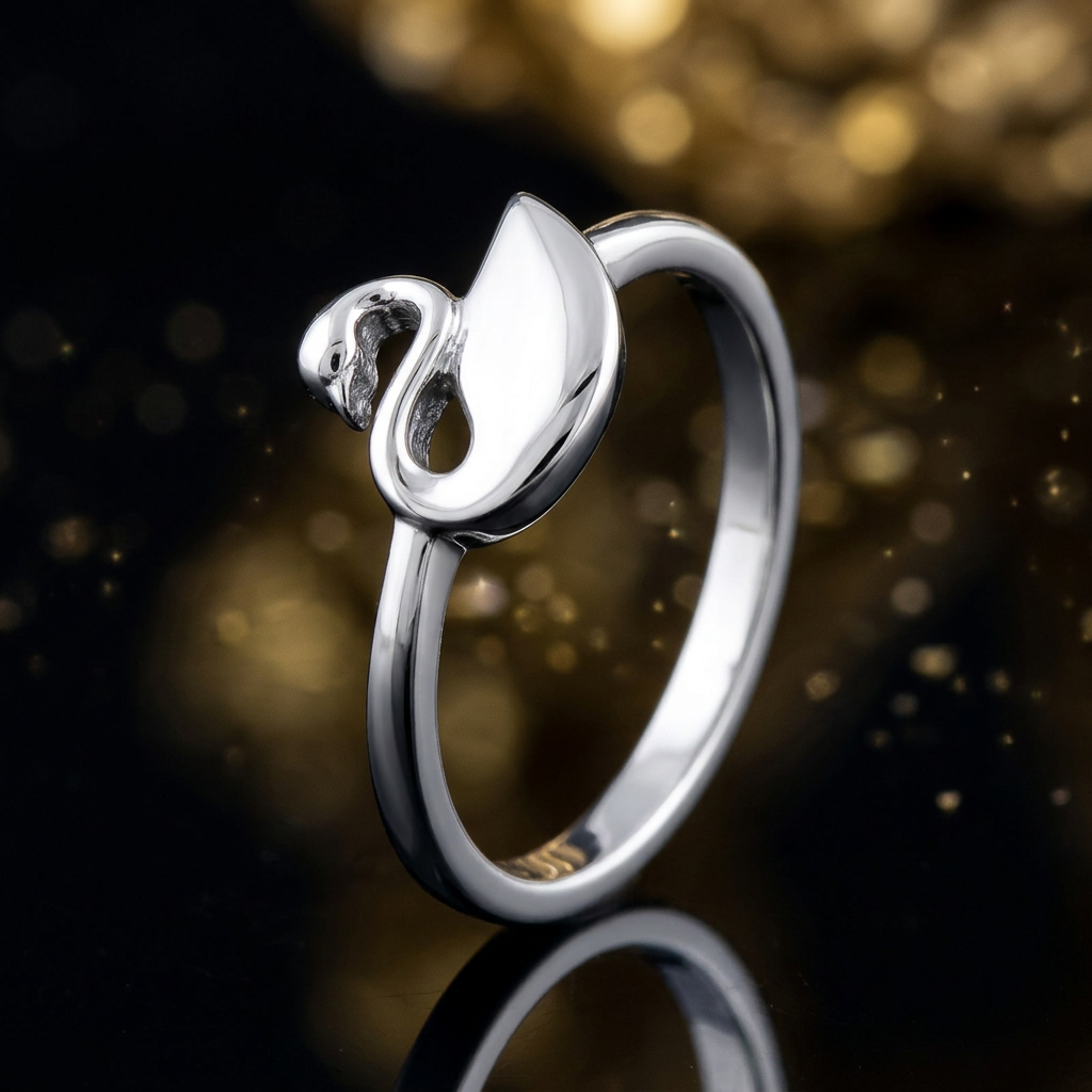 Sterling Silver 2.1mm Polished Swan Silhouette Ring for Women life4