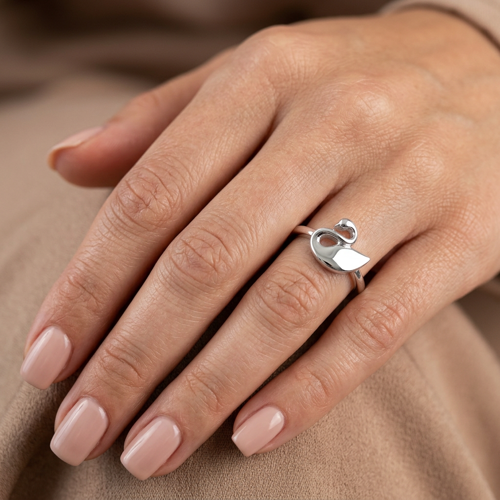 Sterling Silver 2.1mm Polished Swan Silhouette Ring for Women model