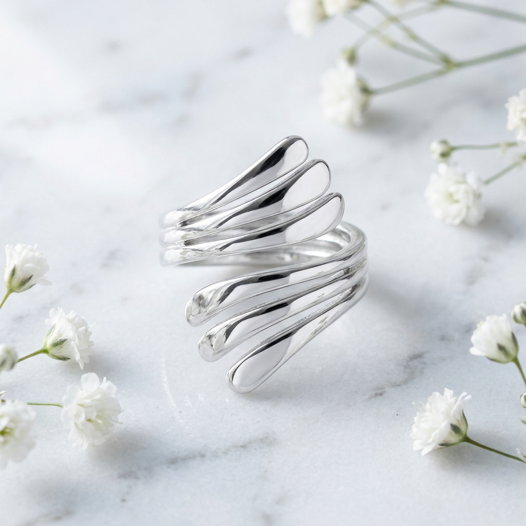 Sterling Silver 4.5mm Triple Strand Bypass Wrap Statement Ring for Women life1