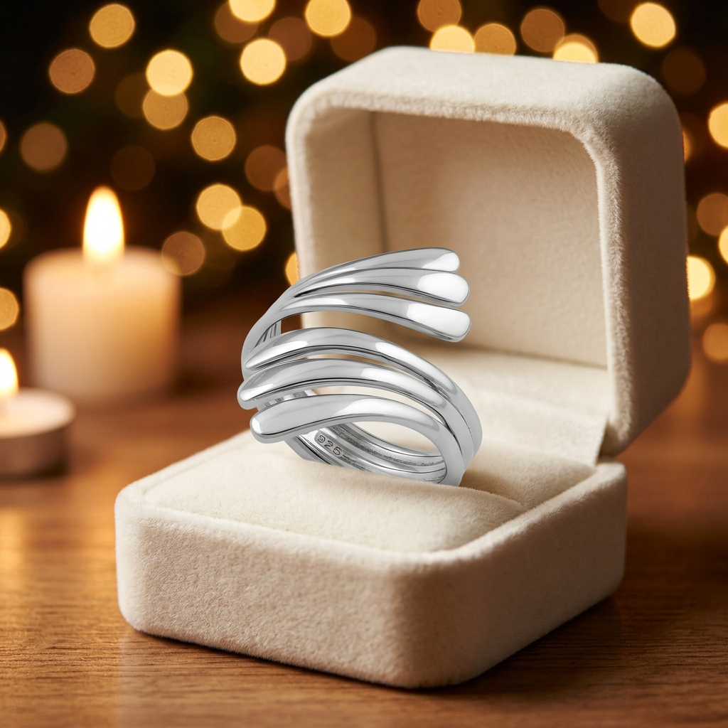 Sterling Silver 4.5mm Triple Strand Bypass Wrap Statement Ring for Women life3