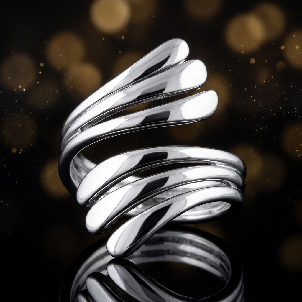 Sterling Silver 4.5mm Triple Strand Bypass Wrap Statement Ring for Women life4