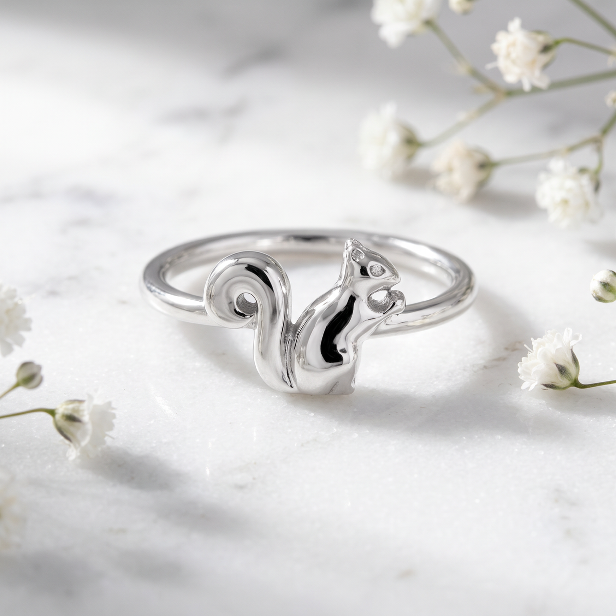 Sterling Silver Squirrel Animal Ring for Women life1
