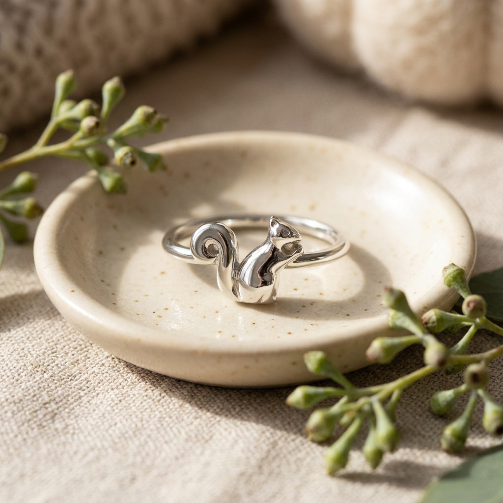 Sterling Silver Squirrel Animal Ring for Women life2