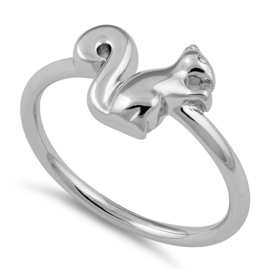Sterling Silver Squirrel Animal Ring for Women