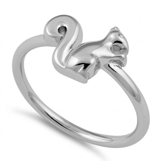 Sterling Silver Squirrel Animal Ring for Women