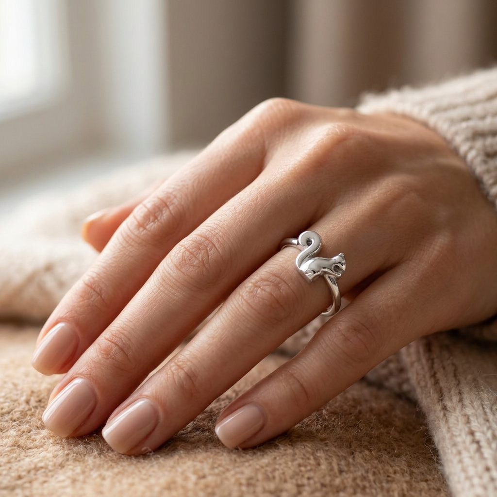 Sterling Silver Squirrel Animal Ring for Women model