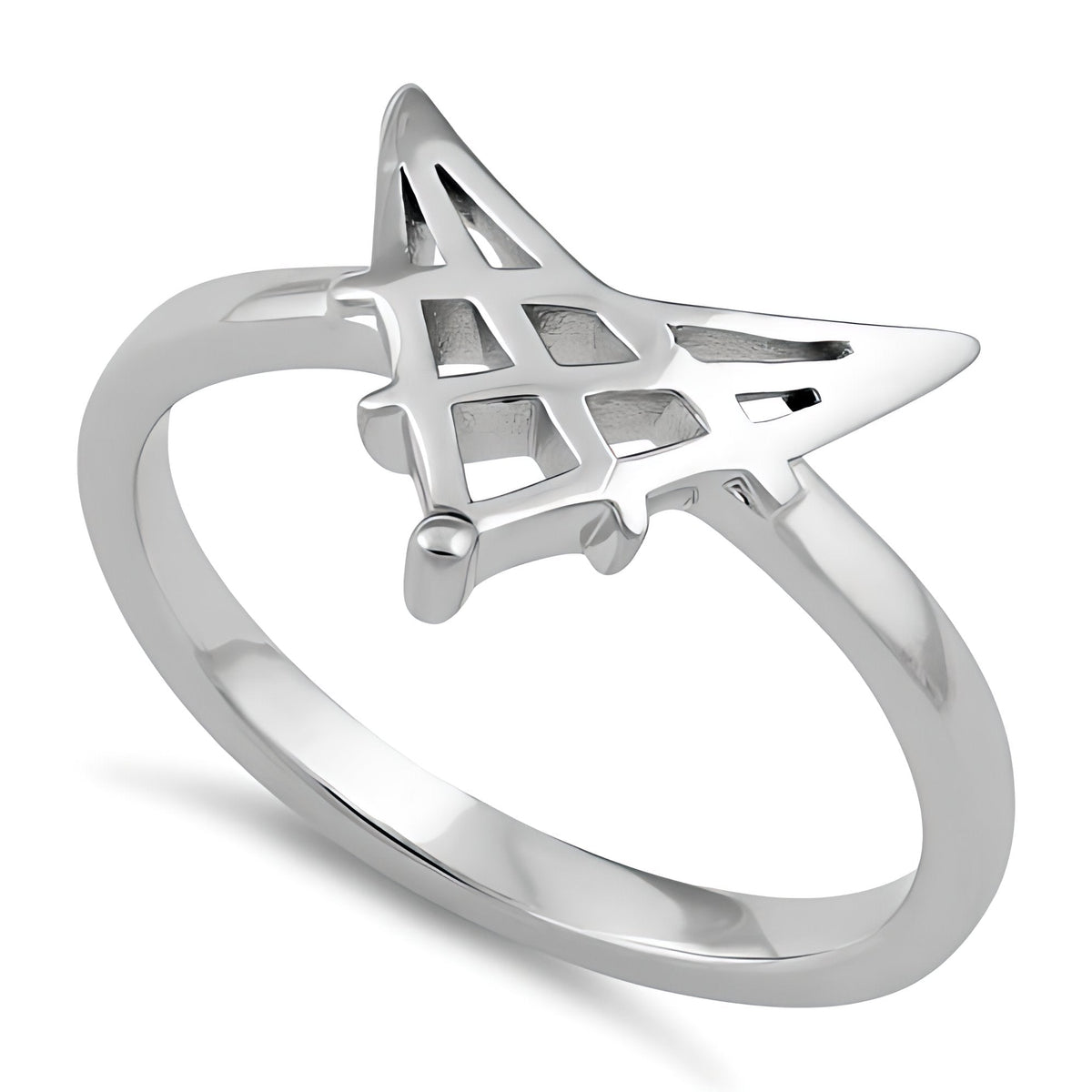 Sterling Silver 2.2mm Openwork Lattice V Chevron Ring for Women