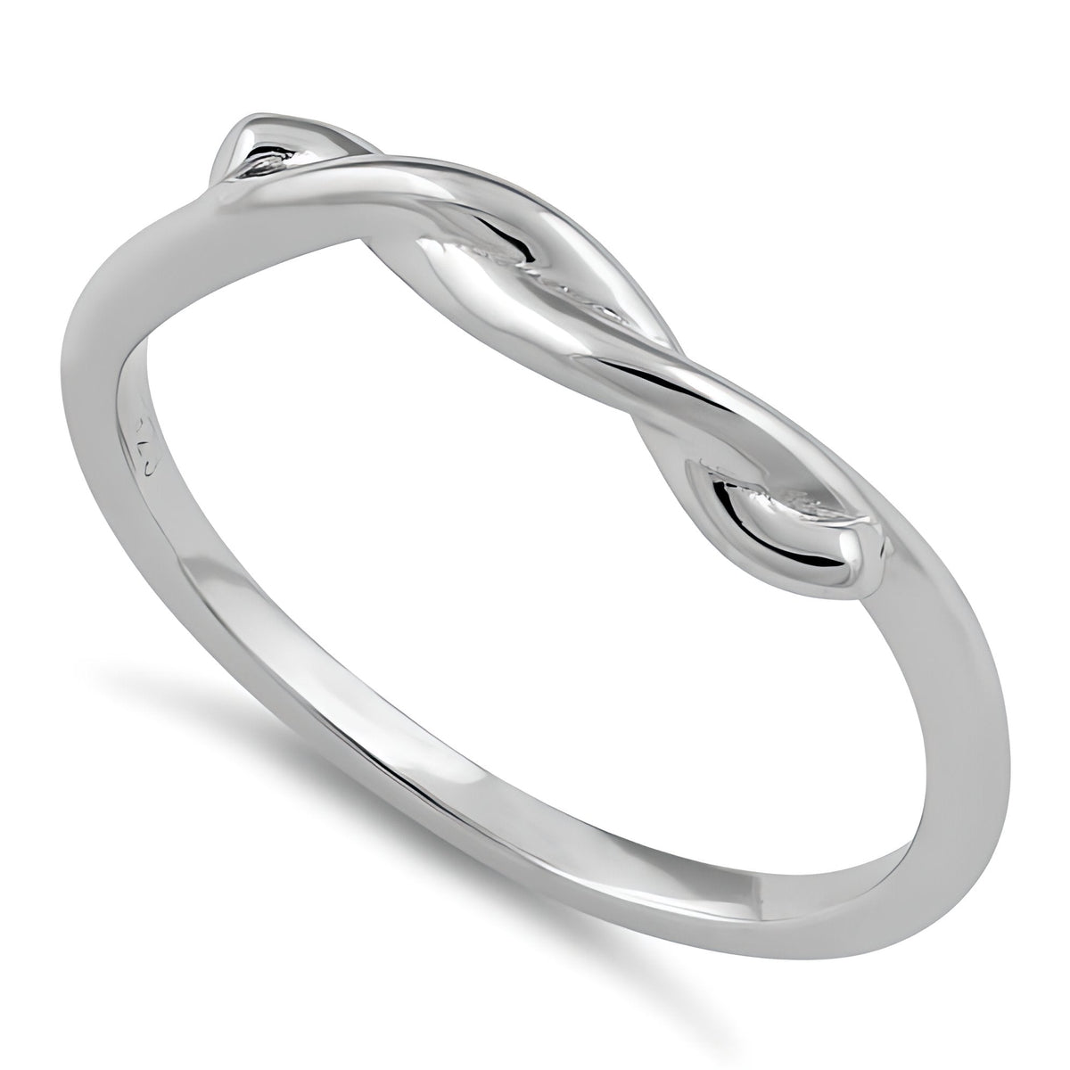 Sterling Silver 1.5mm Twisted Half Knot Stacking Ring for Women