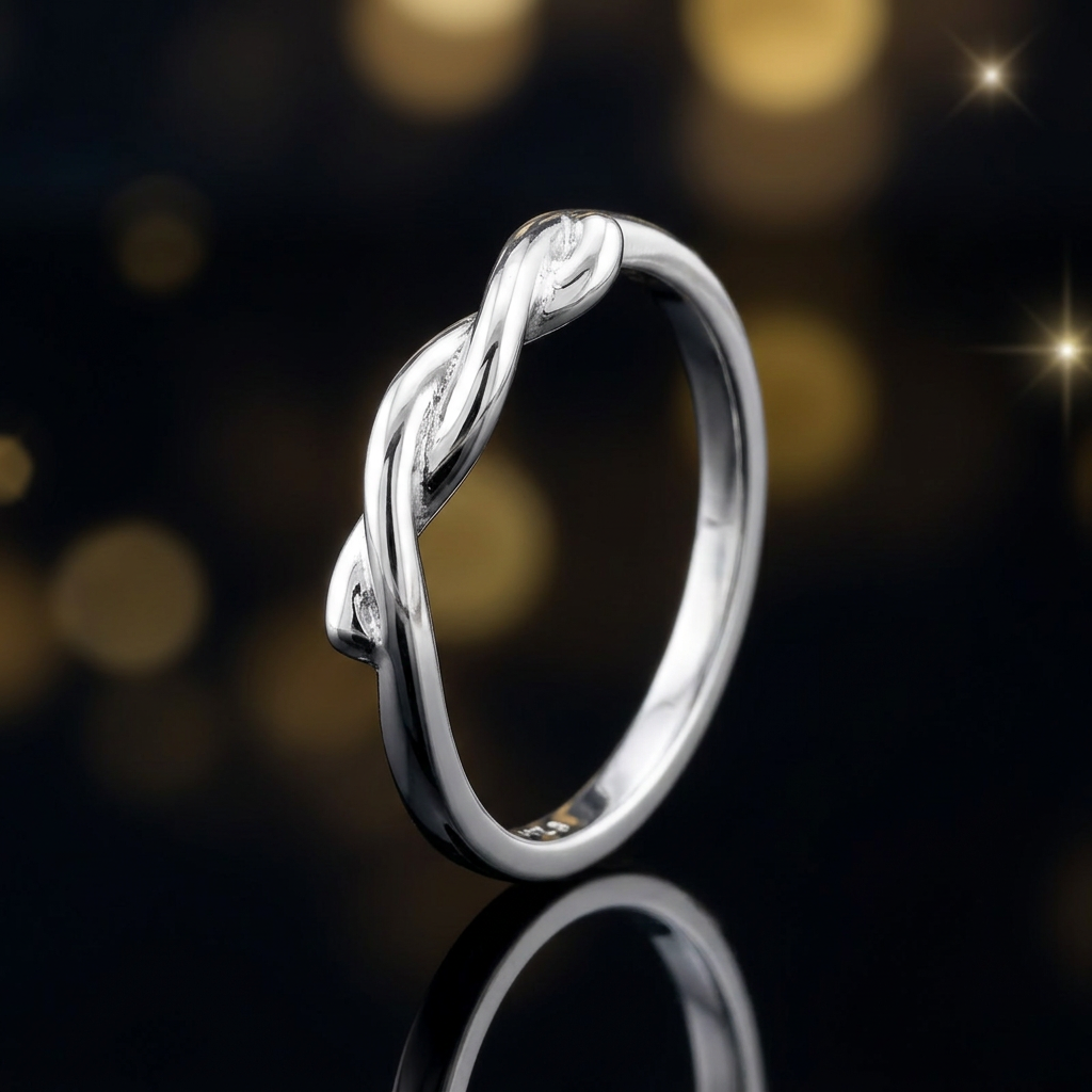 Sterling Silver 1.5mm Twisted Half Knot Stacking Ring for Women life4