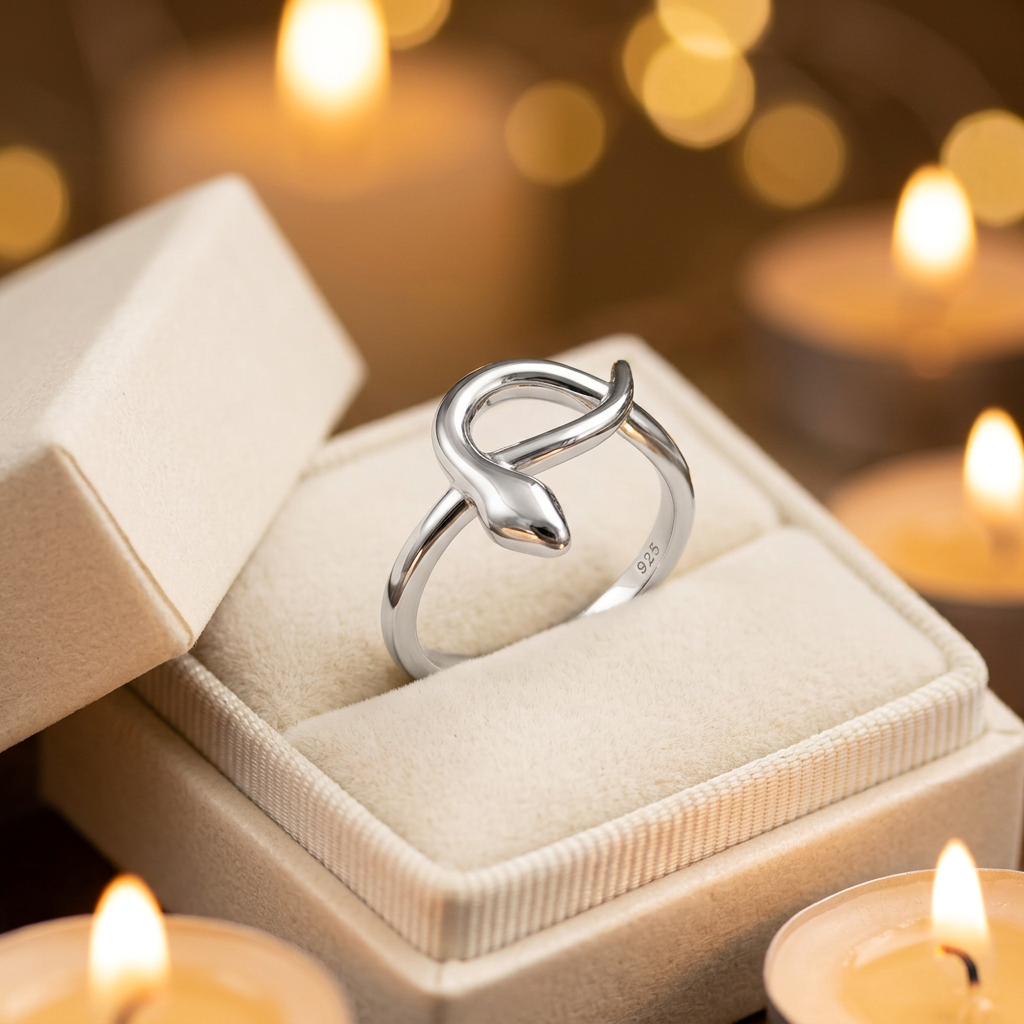 Sterling Silver 2mm Looped Snake Serpent Ring for Women life3