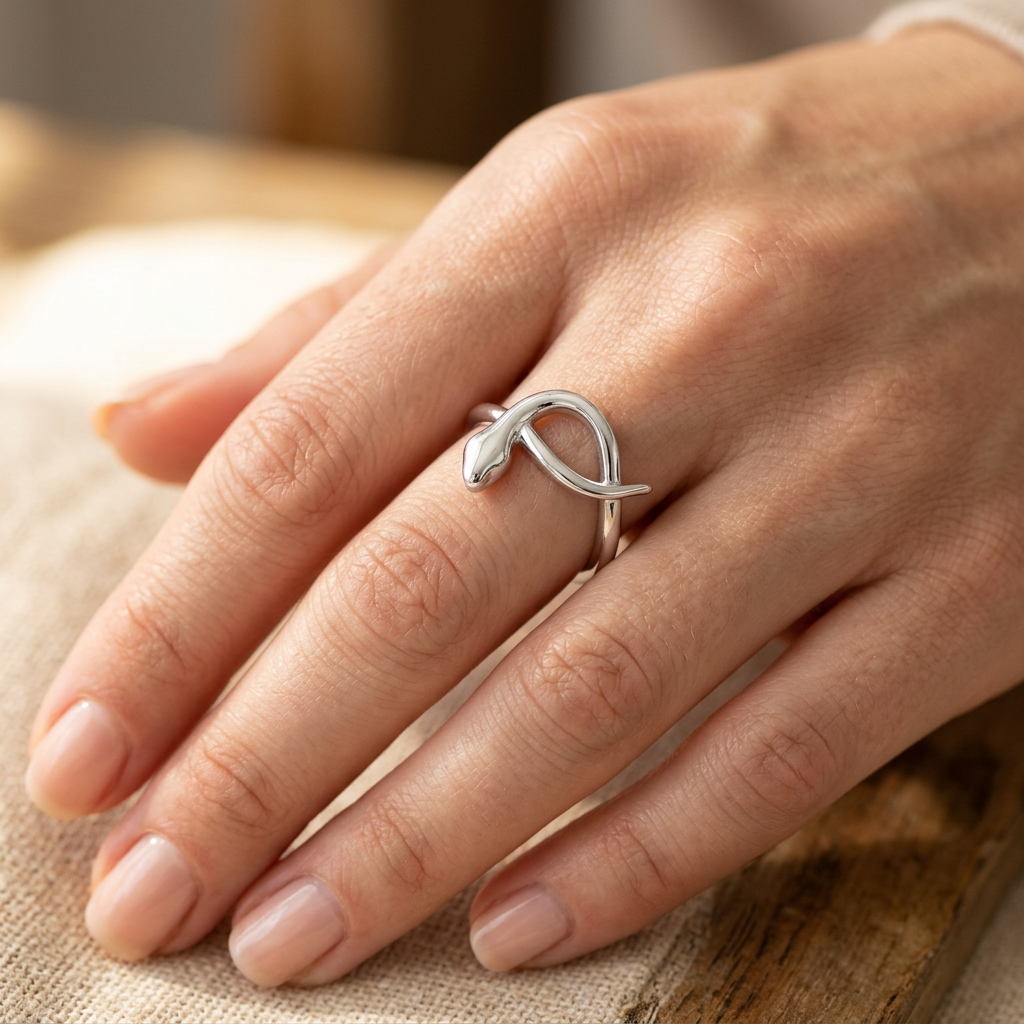 Sterling Silver 2mm Looped Snake Serpent Ring for Women model