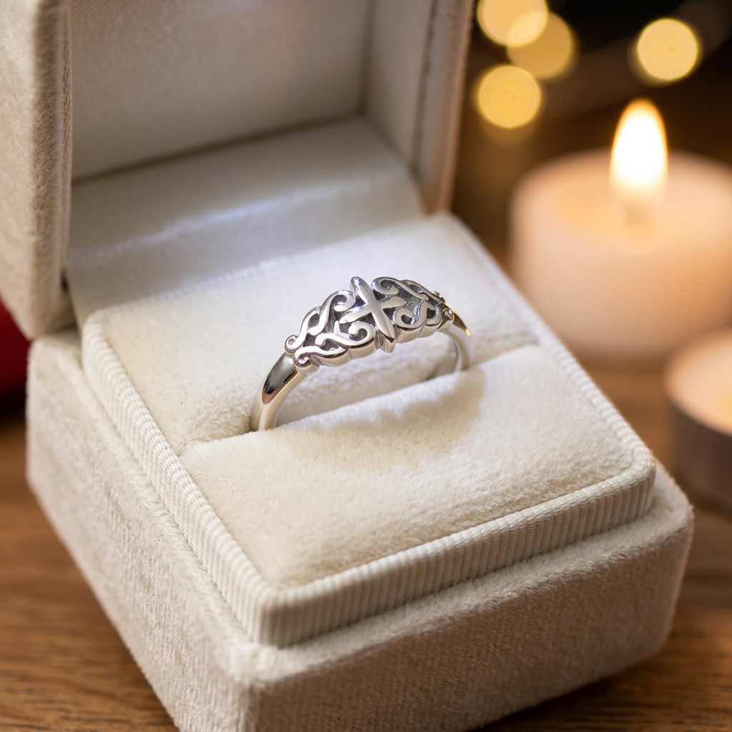 Sterling Silver Filigree Vine Scroll Cross Faith Ring for Women life3