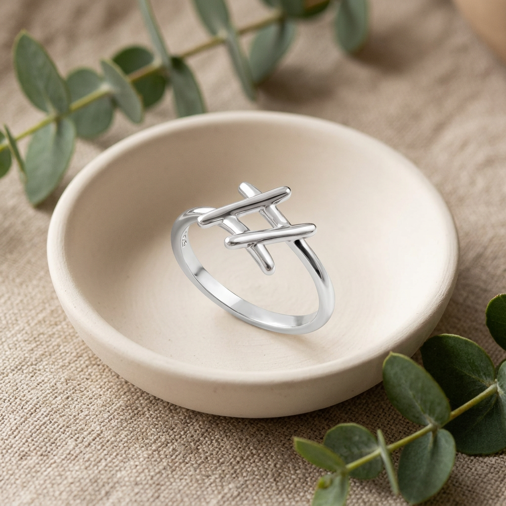 Sterling Silver 2mm Polished Hashtag Symbol Statement Ring for Women life2
