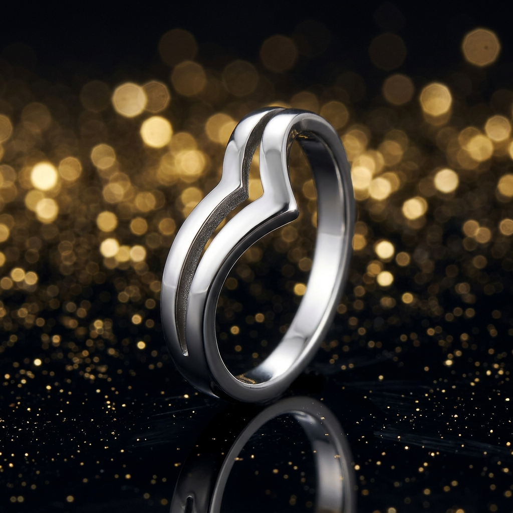 Sterling Silver Double Chevron V Shape Ring for Women life4