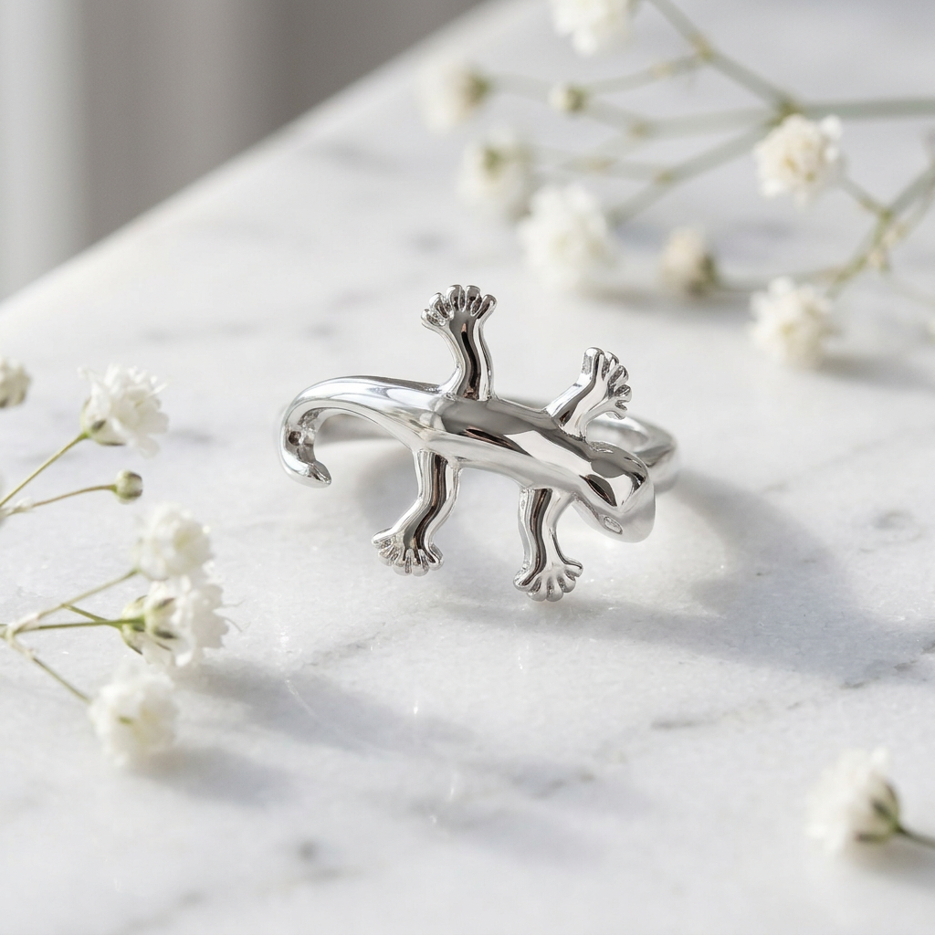 Sterling Silver Gecko Lizard Wrap Around Ring for Women life1