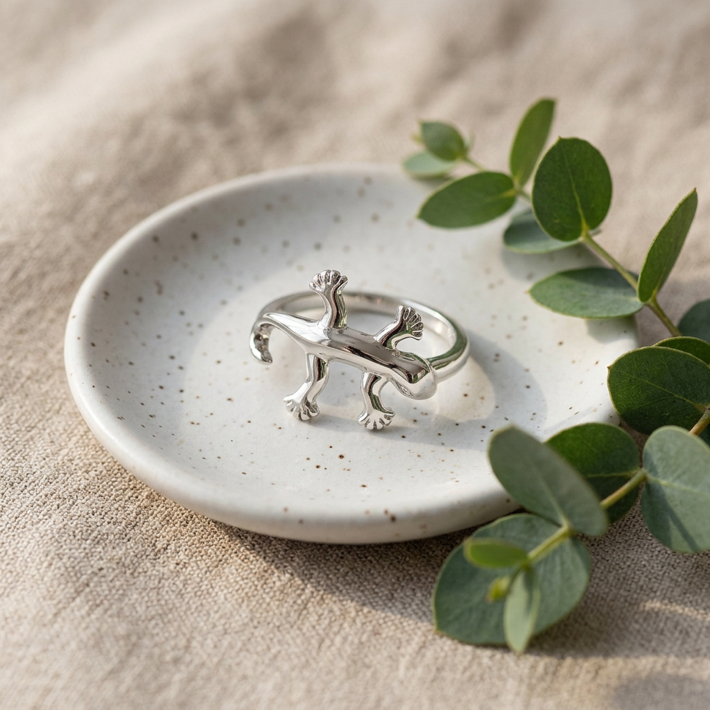 Sterling Silver Gecko Lizard Wrap Around Ring for Women life2