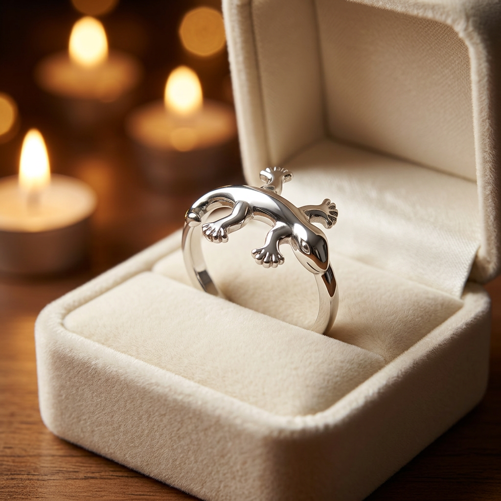Sterling Silver Gecko Lizard Wrap Around Ring for Women life3